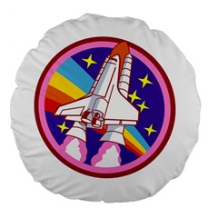 Badge Patch Pink Rainbow Rocket Large 18  Premium Flano Round Cushions by Sarkoni