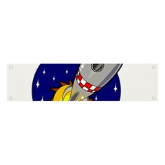 Rocket Ship Launch Vehicle Moon Banner And Sign 4  X 1  by Sarkoni