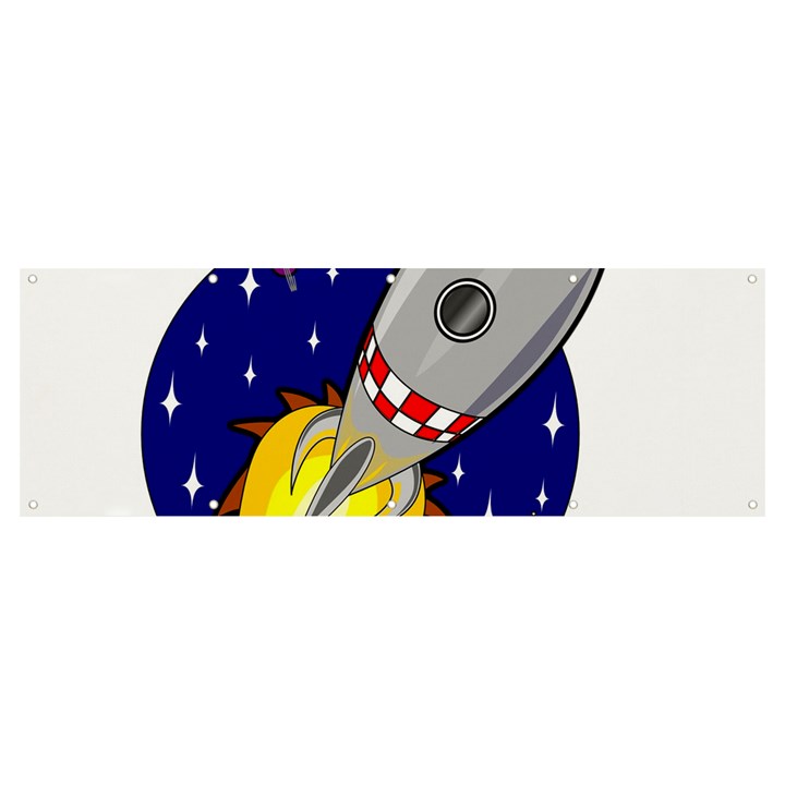 Rocket Ship Launch Vehicle Moon Banner and Sign 12  x 4 