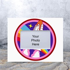 Badge Patch Pink Rainbow Rocket White Tabletop Photo Frame 4 x6  by Sarkoni