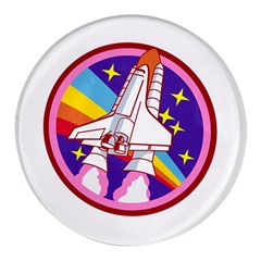 Badge Patch Pink Rainbow Rocket Round Glass Fridge Magnet (4 Pack) by Sarkoni