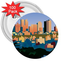 City Buildings Urban Dawn 3  Buttons (100 Pack)  by Sarkoni