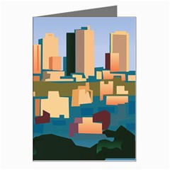 City Buildings Urban Dawn Greeting Card by Sarkoni