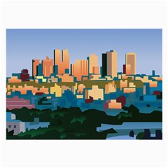 City Buildings Urban Dawn Large Glasses Cloth by Sarkoni