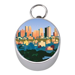 City Buildings Urban Dawn Mini Silver Compasses by Sarkoni