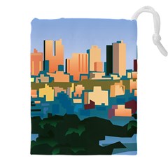 City Buildings Urban Dawn Drawstring Pouch (4xl) by Sarkoni