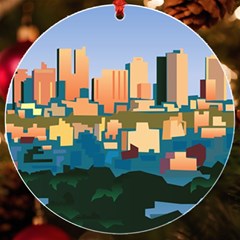 City Buildings Urban Dawn Uv Print Acrylic Ornament Round