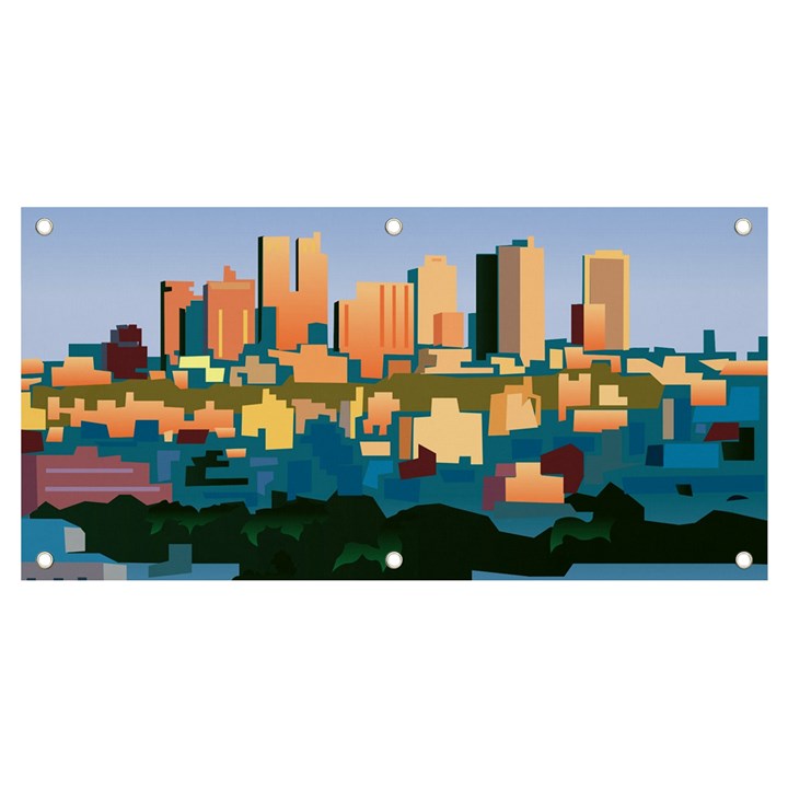 City Buildings Urban Dawn Banner and Sign 4  x 2 