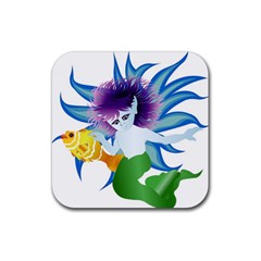 Mermaid Fantasy Undersea Merman Rubber Coaster (Square)