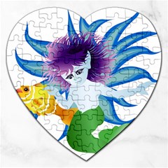 Mermaid Fantasy Undersea Merman Jigsaw Puzzle (Heart)