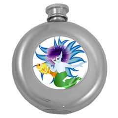 Mermaid Fantasy Undersea Merman Round Hip Flask (5 oz)