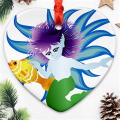 Mermaid Fantasy Undersea Merman Heart Ornament (Two Sides)