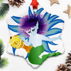 Mermaid Fantasy Undersea Merman Snowflake Ornament (Two Sides)