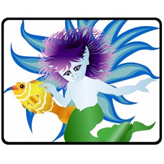 Mermaid Fantasy Undersea Merman Two Sides Fleece Blanket (Medium)