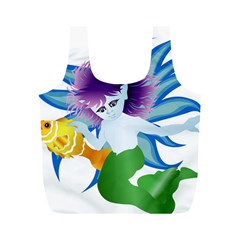 Mermaid Fantasy Undersea Merman Full Print Recycle Bag (m) by Sarkoni