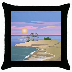 Vacation Island Sunset Sunrise Throw Pillow Case (black) by Sarkoni