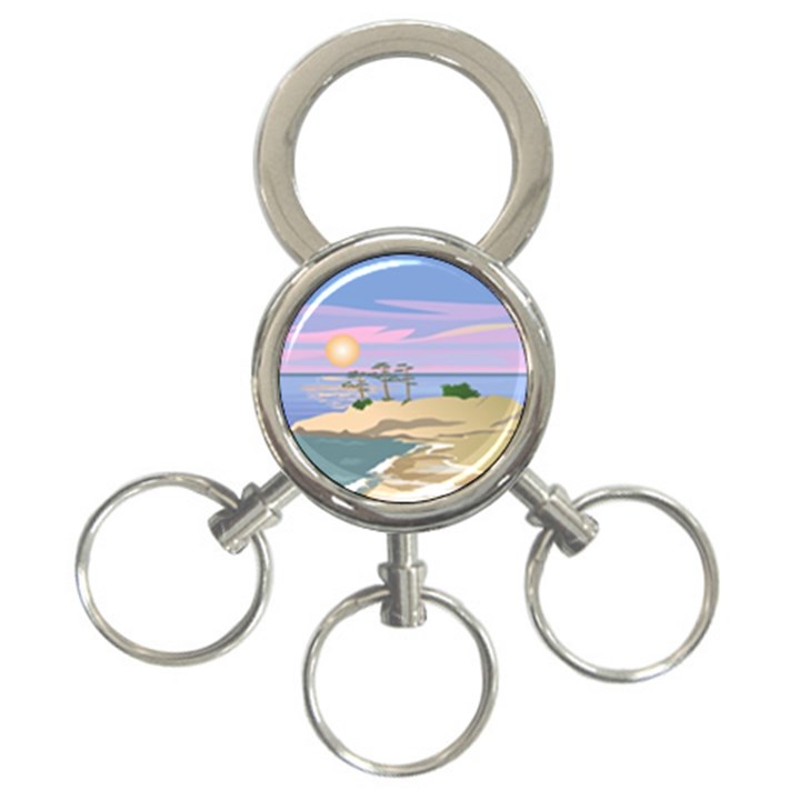 Vacation Island Sunset Sunrise 3-Ring Key Chain