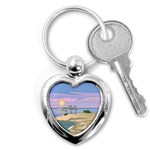 Vacation Island Sunset Sunrise Key Chain (Heart) Front