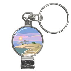 Vacation Island Sunset Sunrise Nail Clippers Key Chain by Sarkoni