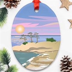 Vacation Island Sunset Sunrise Oval Ornament (two Sides) by Sarkoni