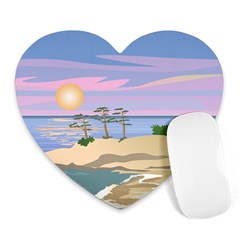 Vacation Island Sunset Sunrise Heart Mousepad by Sarkoni