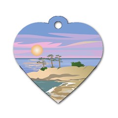 Vacation Island Sunset Sunrise Dog Tag Heart (one Side)