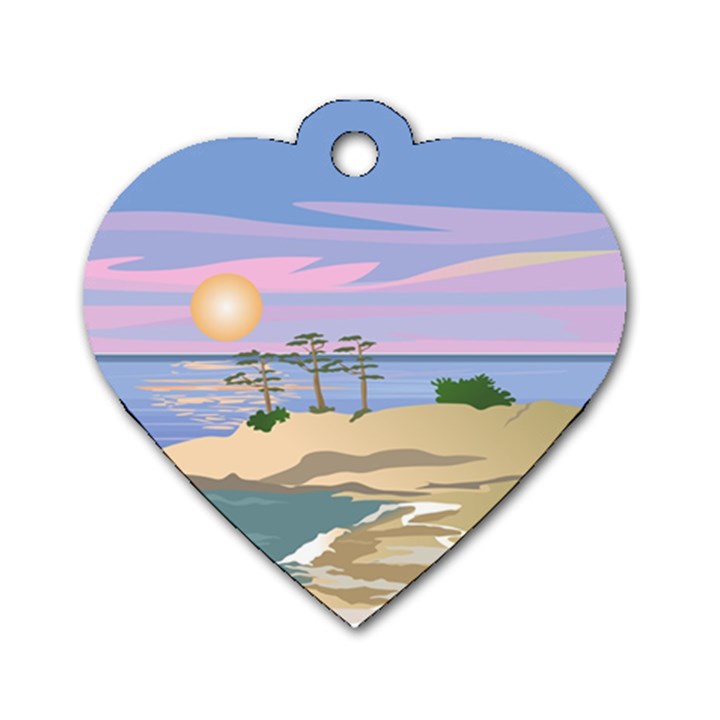 Vacation Island Sunset Sunrise Dog Tag Heart (One Side)