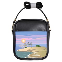 Vacation Island Sunset Sunrise Girls Sling Bag by Sarkoni