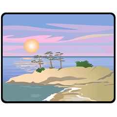 Vacation Island Sunset Sunrise Fleece Blanket (medium) by Sarkoni