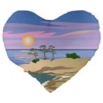 Vacation Island Sunset Sunrise Large 19  Premium Heart Shape Cushions Back