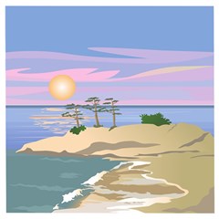 Vacation Island Sunset Sunrise Wooden Puzzle Square by Sarkoni