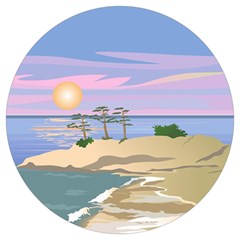 Vacation Island Sunset Sunrise Round Trivet by Sarkoni