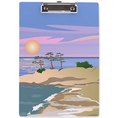 Vacation Island Sunset Sunrise A4 Acrylic Clipboard by Sarkoni