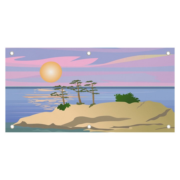 Vacation Island Sunset Sunrise Banner and Sign 6  x 3 