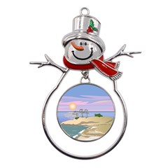 Vacation Island Sunset Sunrise Metal Snowman Ornament by Sarkoni