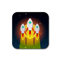 Rocket Take Off Missiles Cosmos Rubber Coaster (square) by Sarkoni