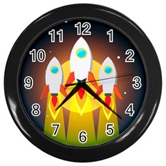 Rocket Take Off Missiles Cosmos Wall Clock (black) by Sarkoni