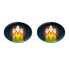 Rocket Take Off Missiles Cosmos Cufflinks (oval) by Sarkoni