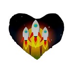 Rocket Take Off Missiles Cosmos Standard 16  Premium Heart Shape Cushions Front