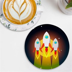 Rocket Take Off Missiles Cosmos Uv Print Round Tile Coaster by Sarkoni