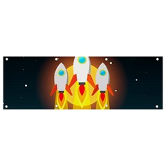 Rocket Take Off Missiles Cosmos Banner And Sign 9  X 3  by Sarkoni