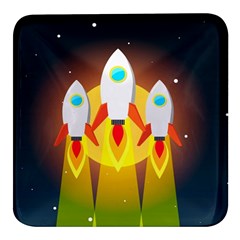 Rocket Take Off Missiles Cosmos Square Glass Fridge Magnet (4 Pack) by Sarkoni