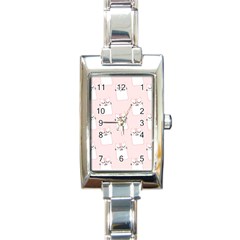 Pattern Pink Cute Sweet Fur Cats Rectangle Italian Charm Watch by Sarkoni