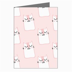 Pattern Pink Cute Sweet Fur Cats Greeting Card by Sarkoni