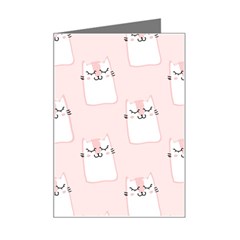 Pattern Pink Cute Sweet Fur Cats Mini Greeting Card by Sarkoni