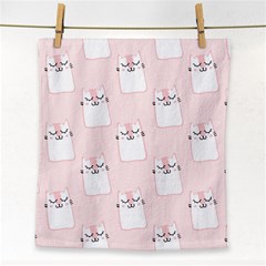 Pattern Pink Cute Sweet Fur Cats Face Towel by Sarkoni