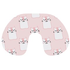 Pattern Pink Cute Sweet Fur Cats Travel Neck Pillow by Sarkoni