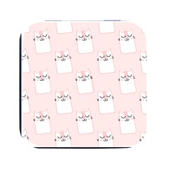 Pattern Pink Cute Sweet Fur Cats Square Metal Box (black) by Sarkoni