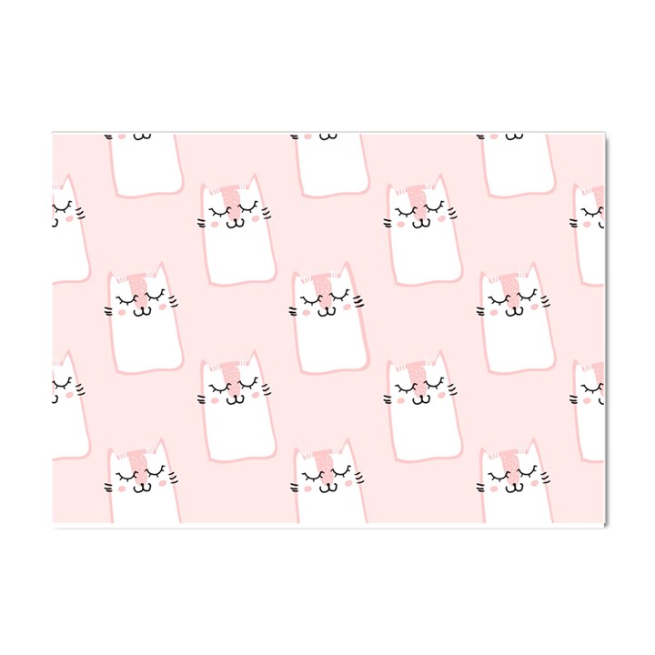 Pattern Pink Cute Sweet Fur Cats Crystal Sticker (A4)