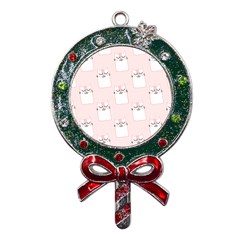 Pattern Pink Cute Sweet Fur Cats Metal X mas Lollipop With Crystal Ornament